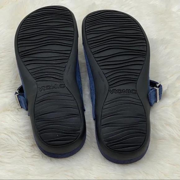 VIONIC Lidia Slip On Mules US 6 / EU 37 Blue Laser-Cut Suede