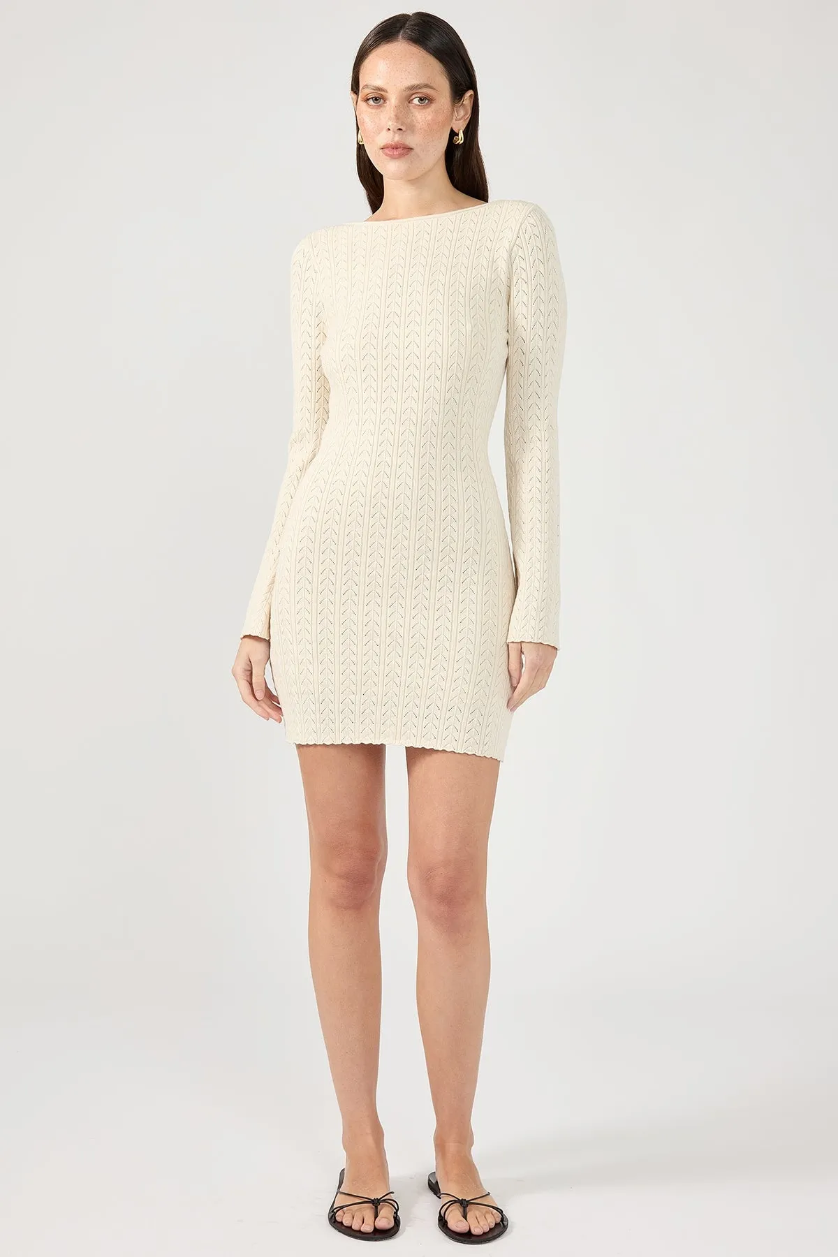 White Casual Long Sleeve Mini Dress