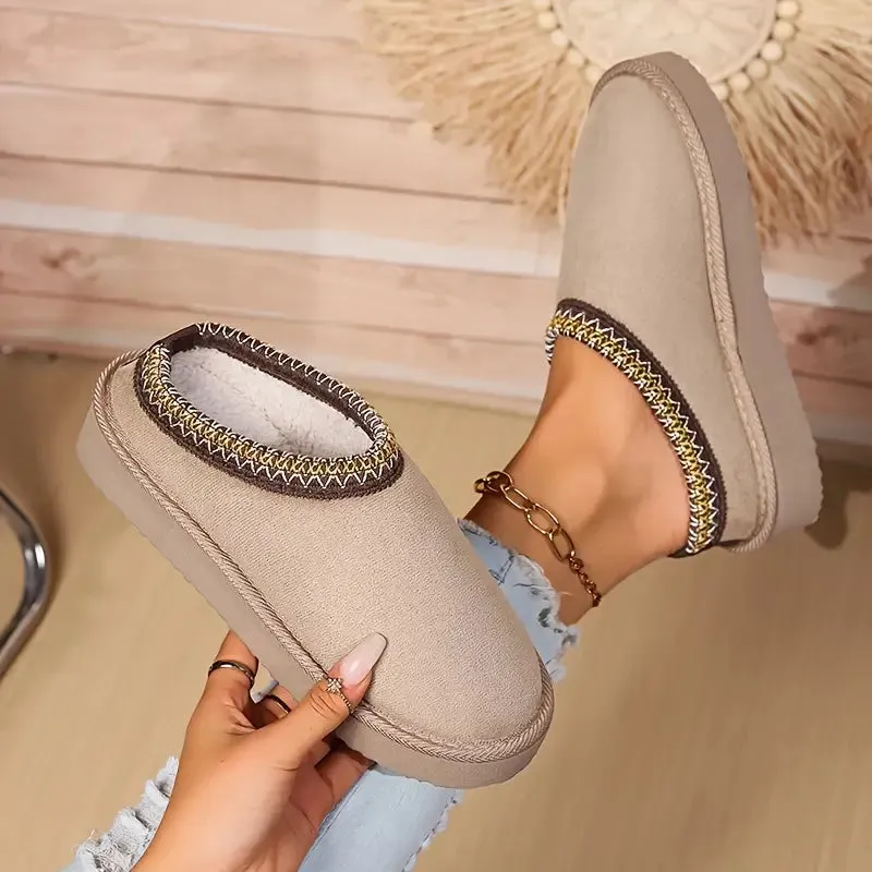 Winter Boho Platform Slippers