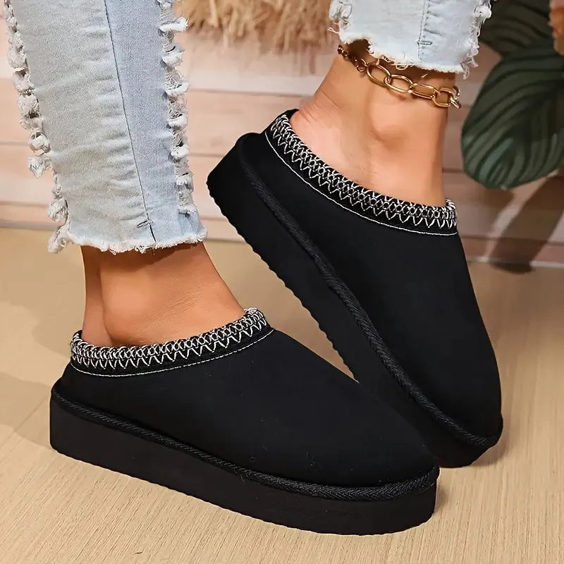 Winter Boho Platform Slippers