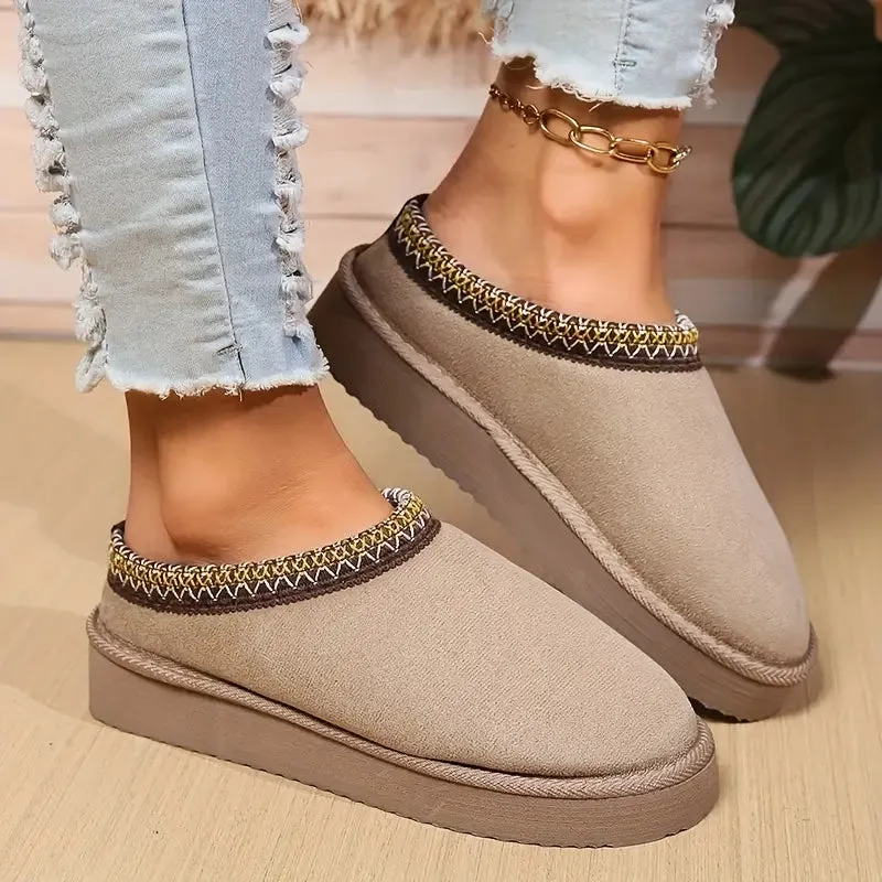Winter Boho Platform Slippers