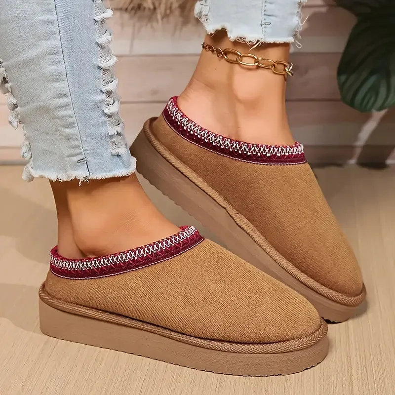 Winter Boho Platform Slippers