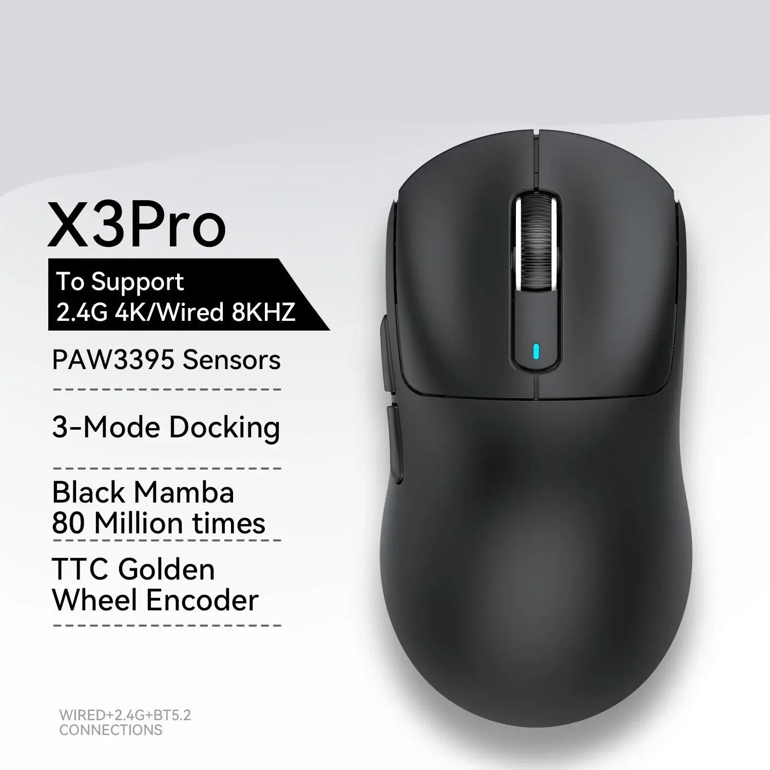 Wireless Gaming Mouse Tri-Mode Bluetooth Lightweight