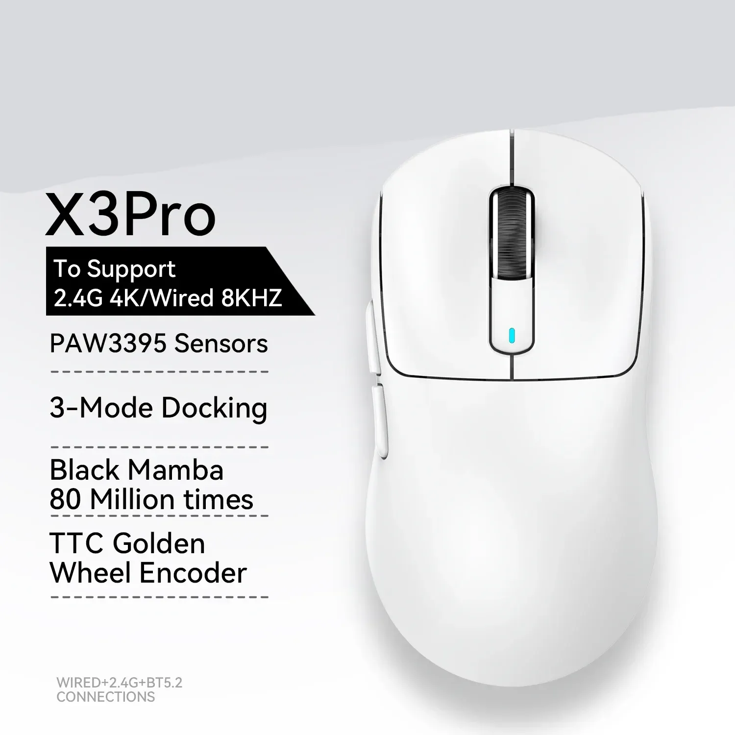 Wireless Gaming Mouse Tri-Mode Bluetooth Lightweight