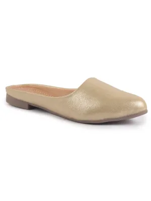 Women Back Open Ethnic Slip On Mules Party Wear Glittery Shiny SlippersLightweight Loafer Flats Memory Cushioned Insole