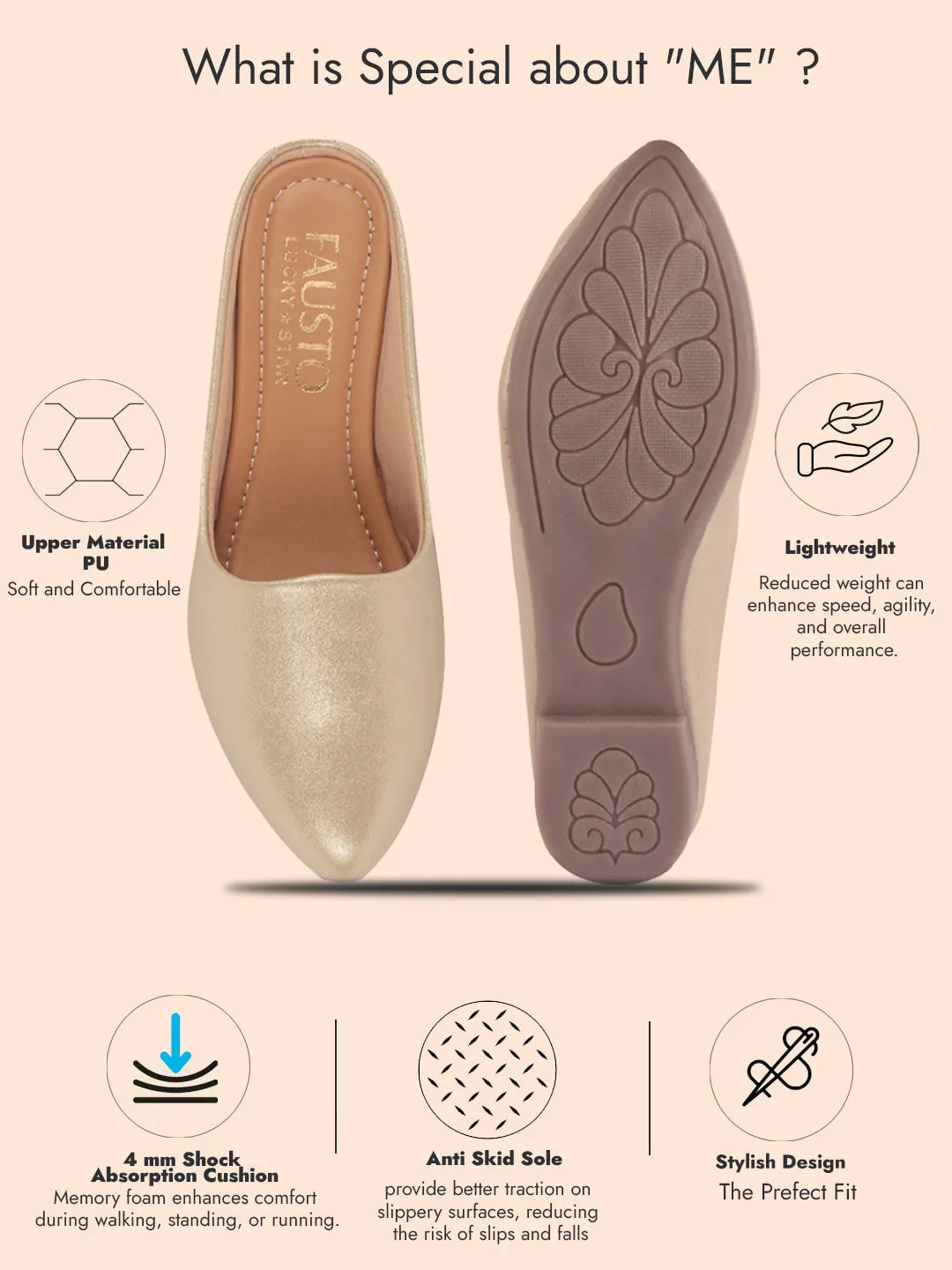 Women Back Open Ethnic Slip On Mules Party Wear Glittery Shiny SlippersLightweight Loafer Flats Memory Cushioned Insole