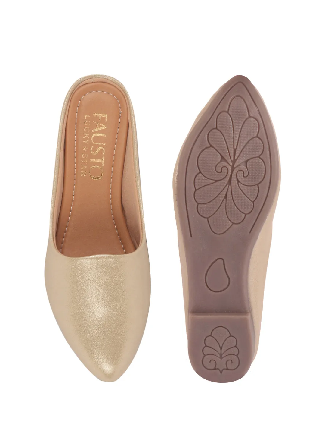 Women Back Open Ethnic Slip On Mules Party Wear Glittery Shiny SlippersLightweight Loafer Flats Memory Cushioned Insole