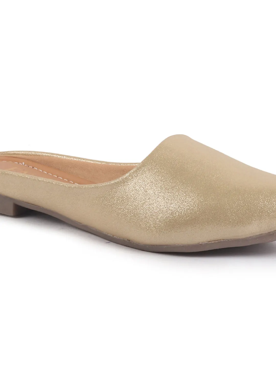 Women Back Open Ethnic Slip On Mules Party Wear Glittery Shiny SlippersLightweight Loafer Flats Memory Cushioned Insole