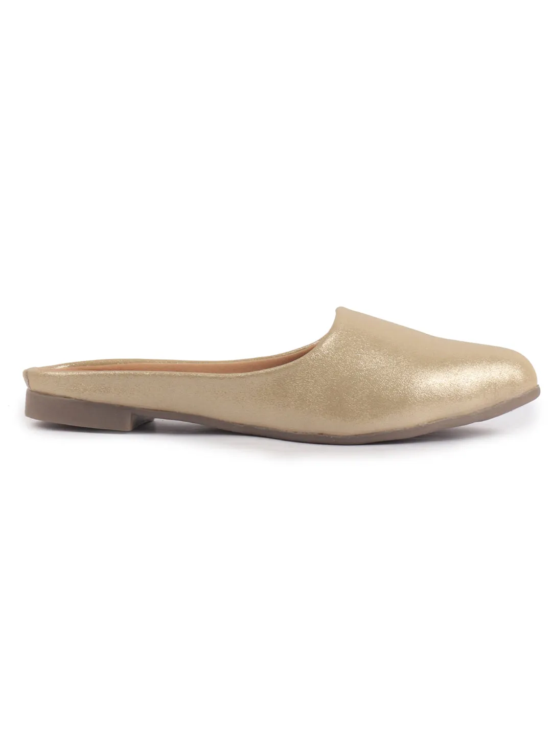 Women Back Open Ethnic Slip On Mules Party Wear Glittery Shiny SlippersLightweight Loafer Flats Memory Cushioned Insole