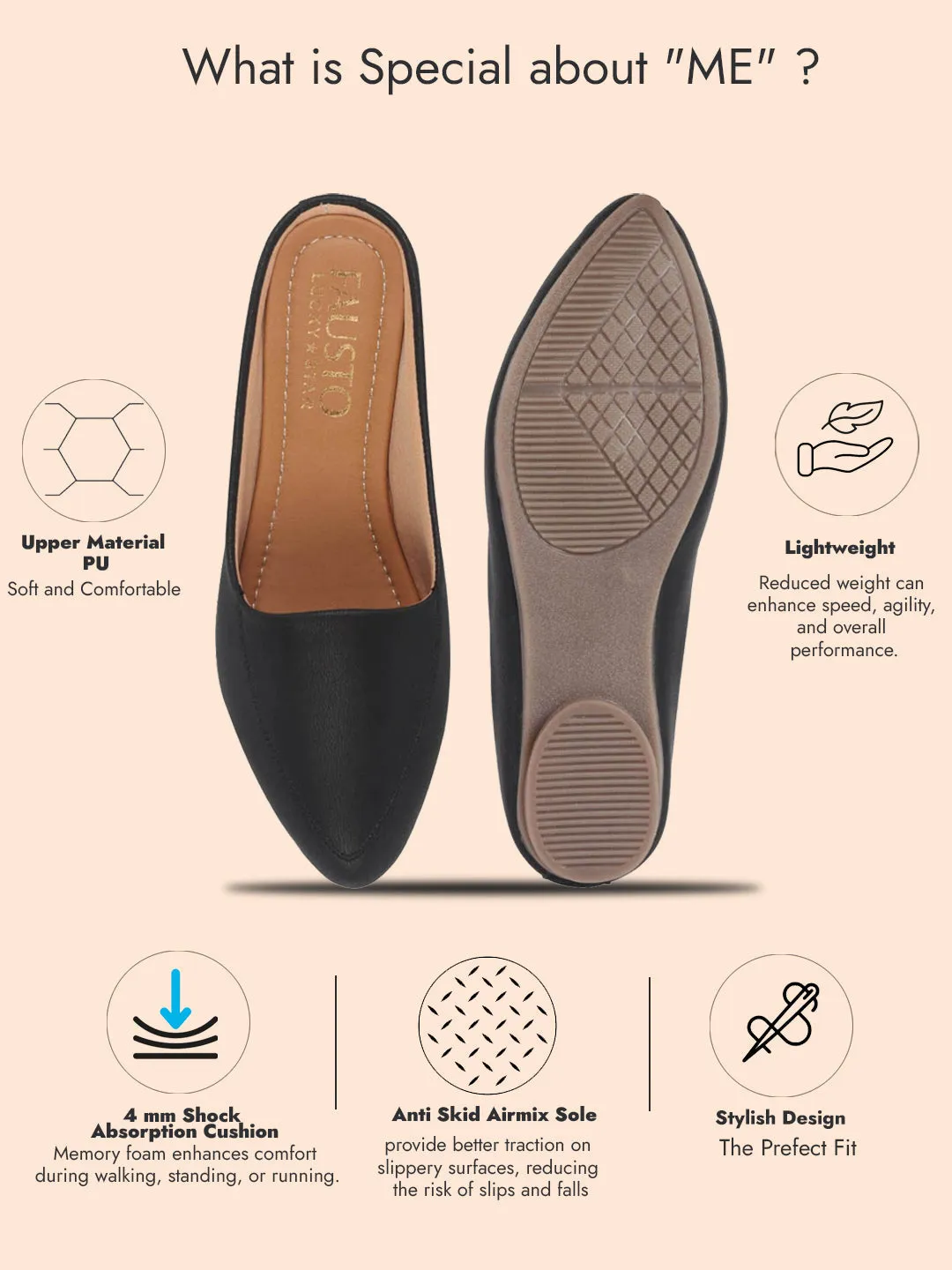 Women Back Open Slip On Mules Work And Casual Wear Loafer Flats Memory Cushioned Insole Slippers