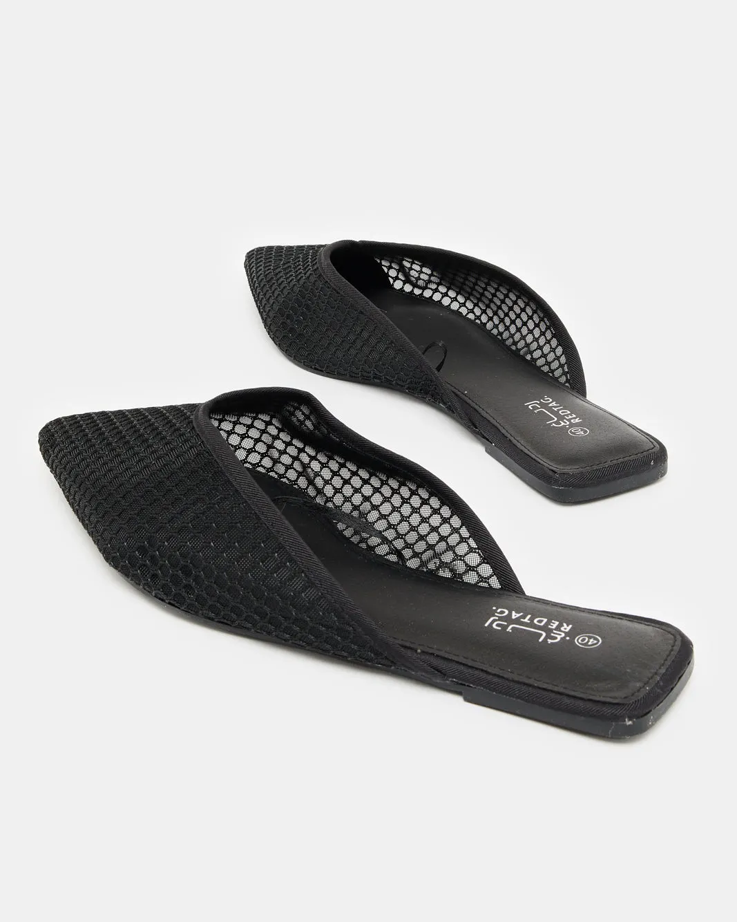 Women Black Mesh Mule