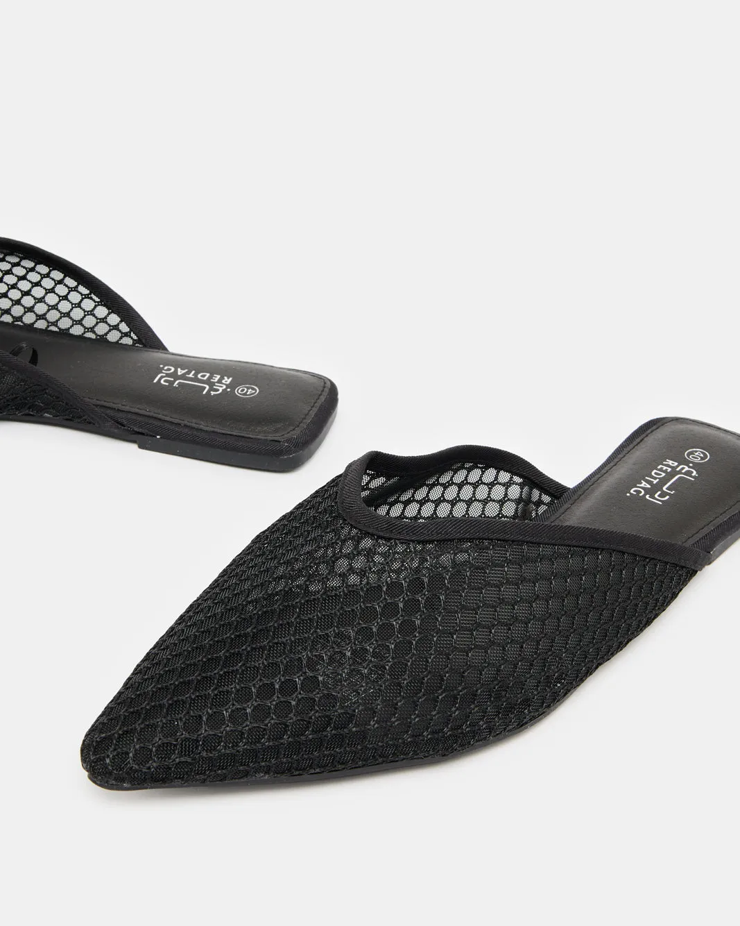 Women Black Mesh Mule