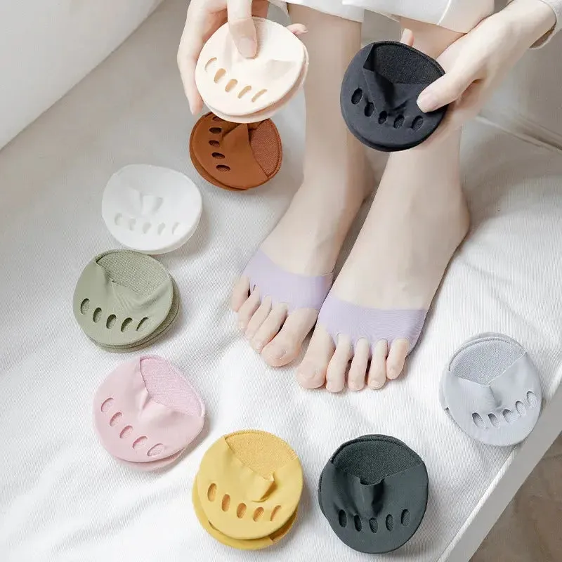 Women Kawaii Stitch Five Fingers Toe Half Socks Slippers Summer Invisible Pinkies High Heel Low Cut Foot Stockings for Ladies