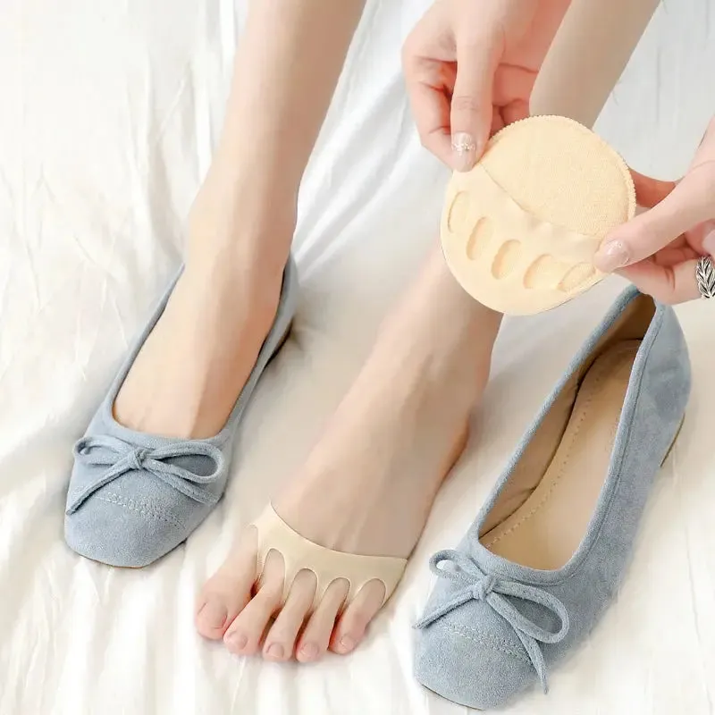 Women Kawaii Stitch Five Fingers Toe Half Socks Slippers Summer Invisible Pinkies High Heel Low Cut Foot Stockings for Ladies