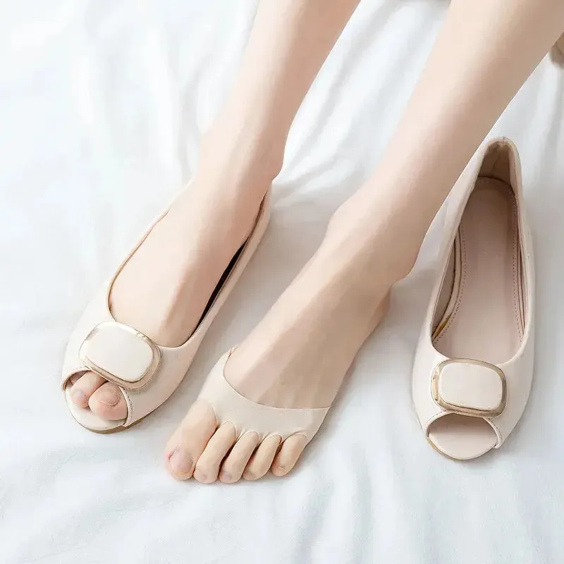 Women Kawaii Stitch Five Fingers Toe Half Socks Slippers Summer Invisible Pinkies High Heel Low Cut Foot Stockings for Ladies