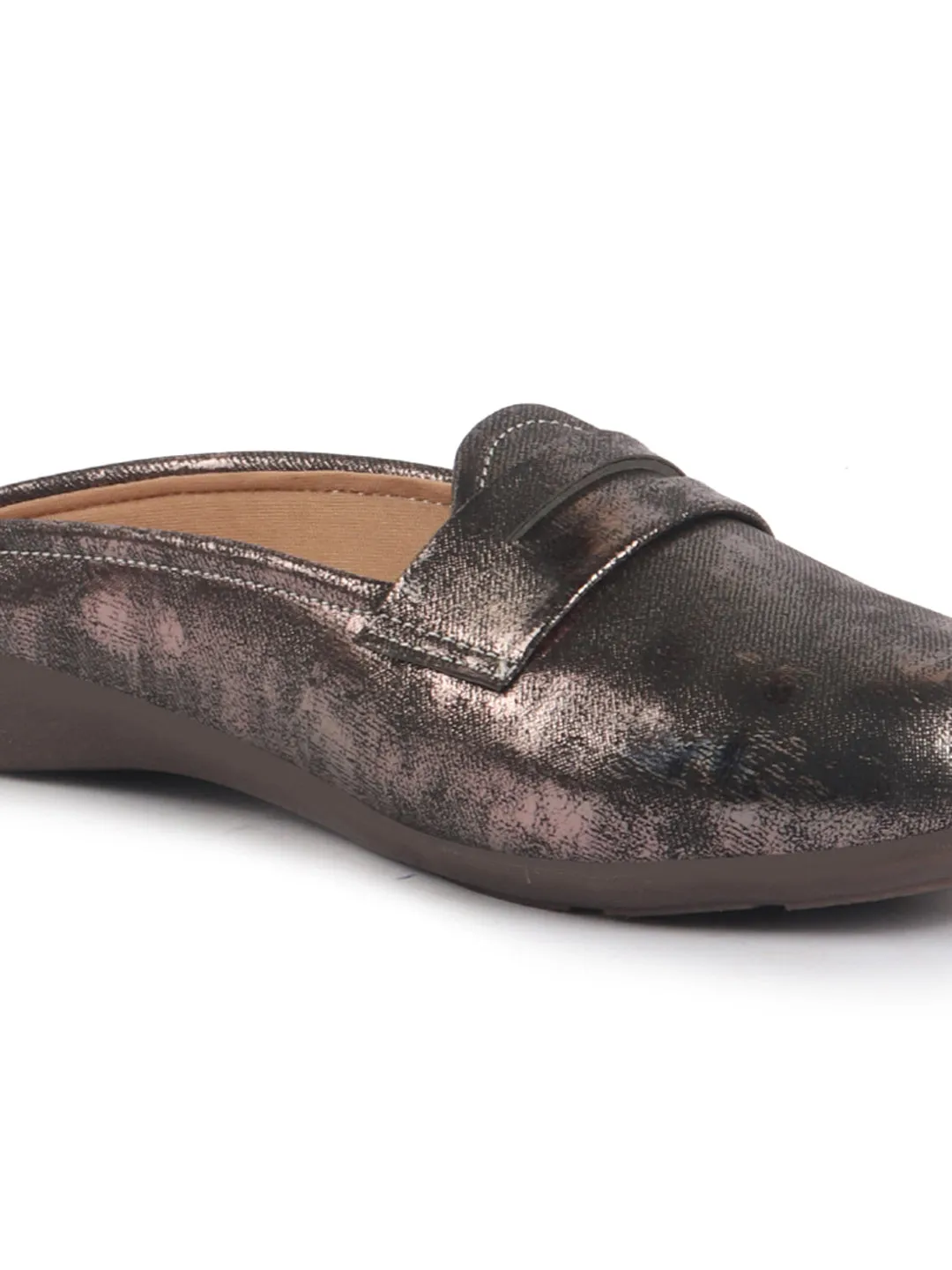 Women Party Wedge Mules Gilltery Shiny Backopen Loafers Travel Friendly Slip On Shoes Ethnic Sandals