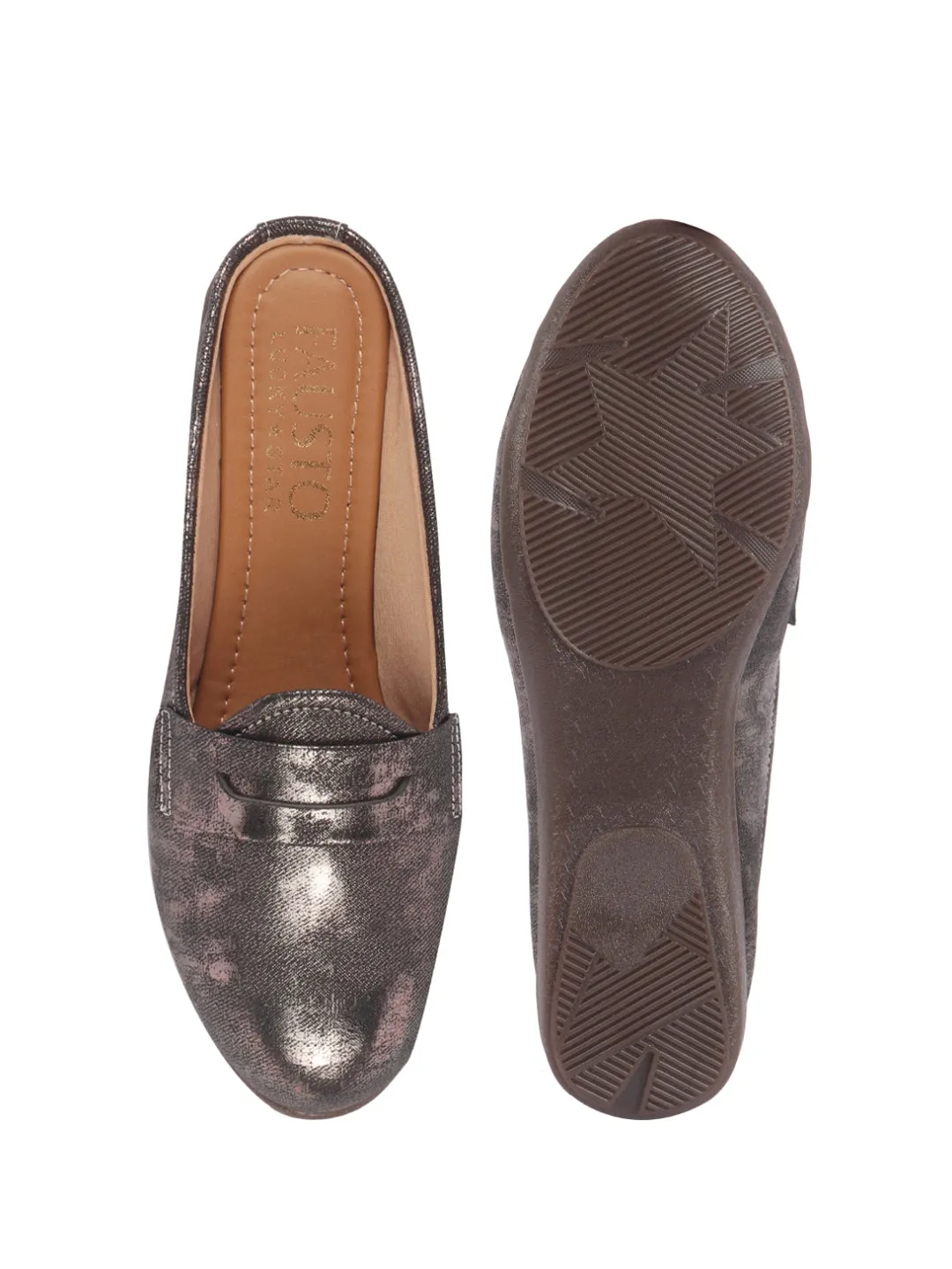 Women Party Wedge Mules Gilltery Shiny Backopen Loafers Travel Friendly Slip On Shoes Ethnic Sandals