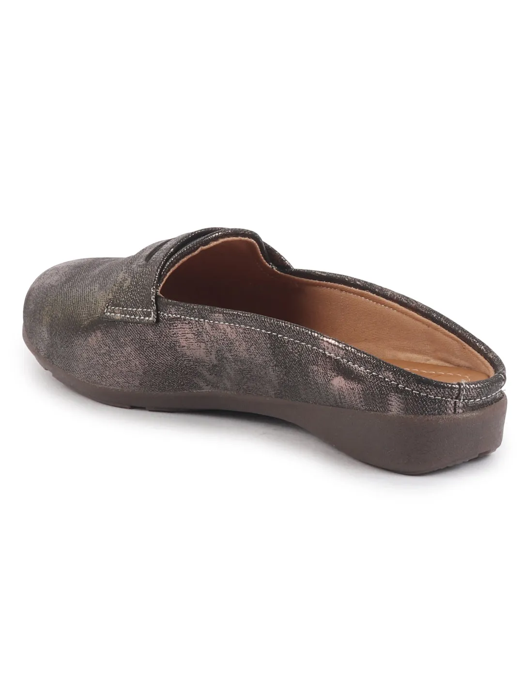 Women Party Wedge Mules Gilltery Shiny Backopen Loafers Travel Friendly Slip On Shoes Ethnic Sandals