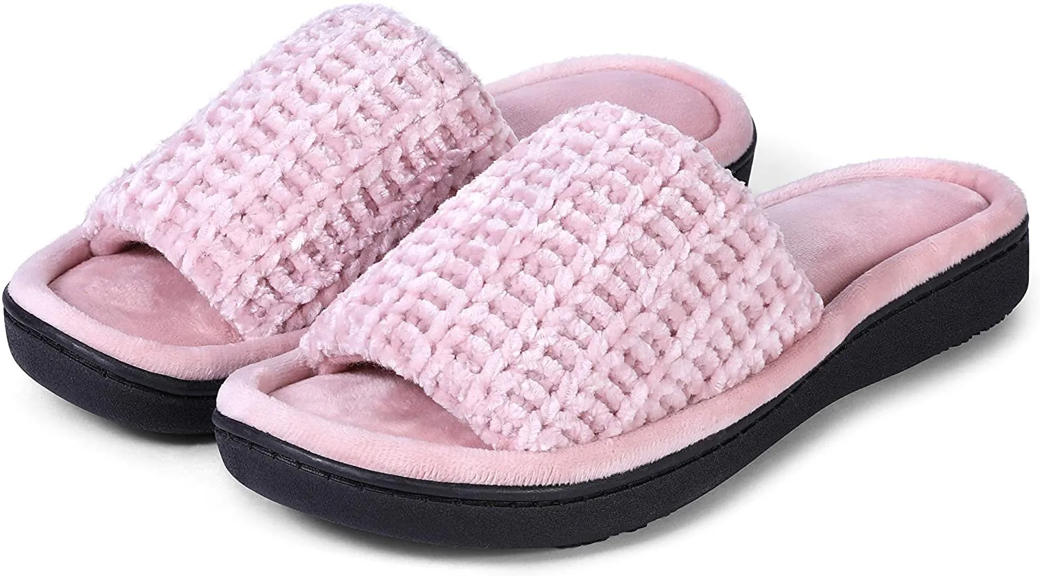 Women's Chenille Upper Open Toe Slippers