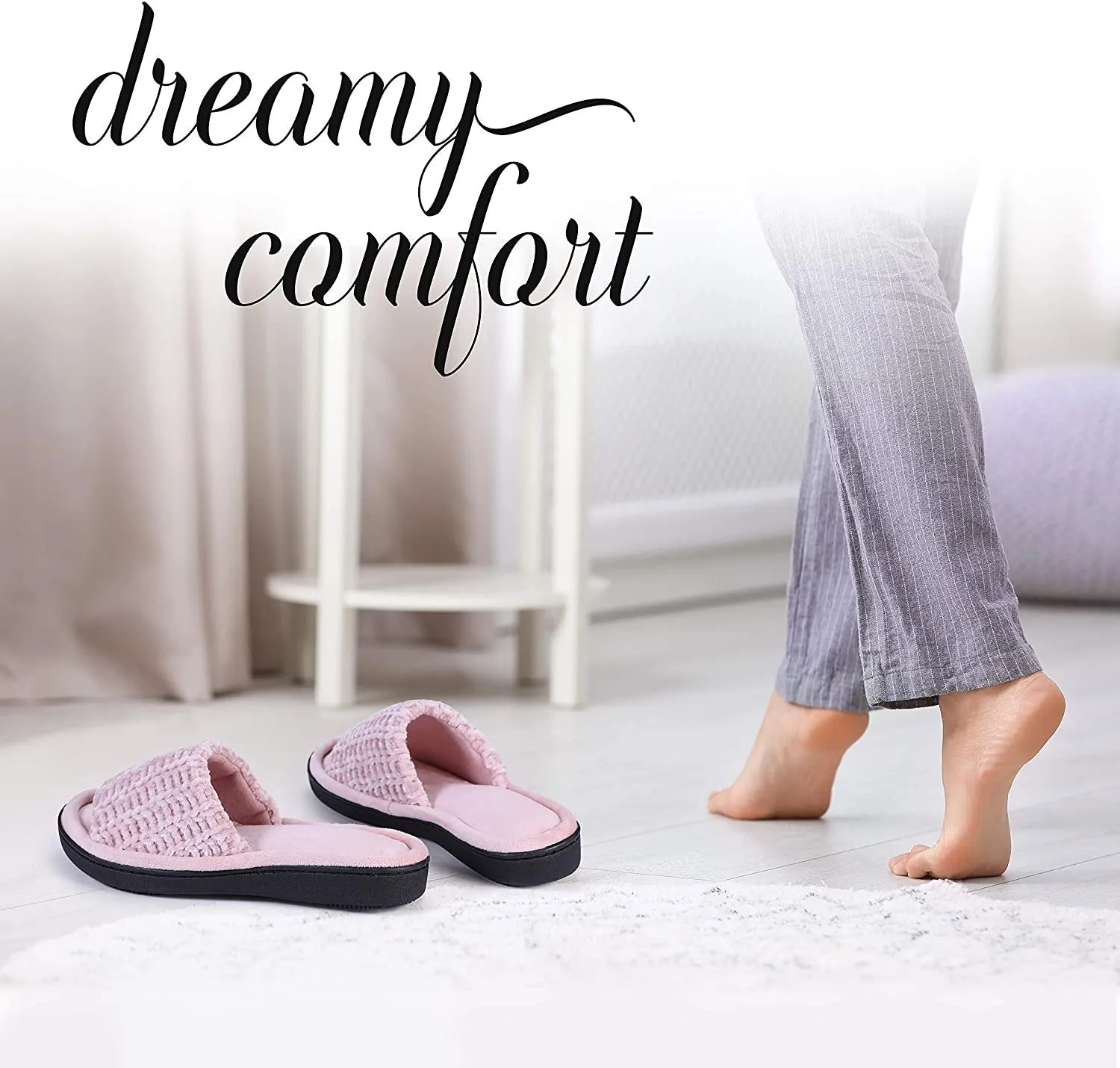 Women's Chenille Upper Open Toe Slippers