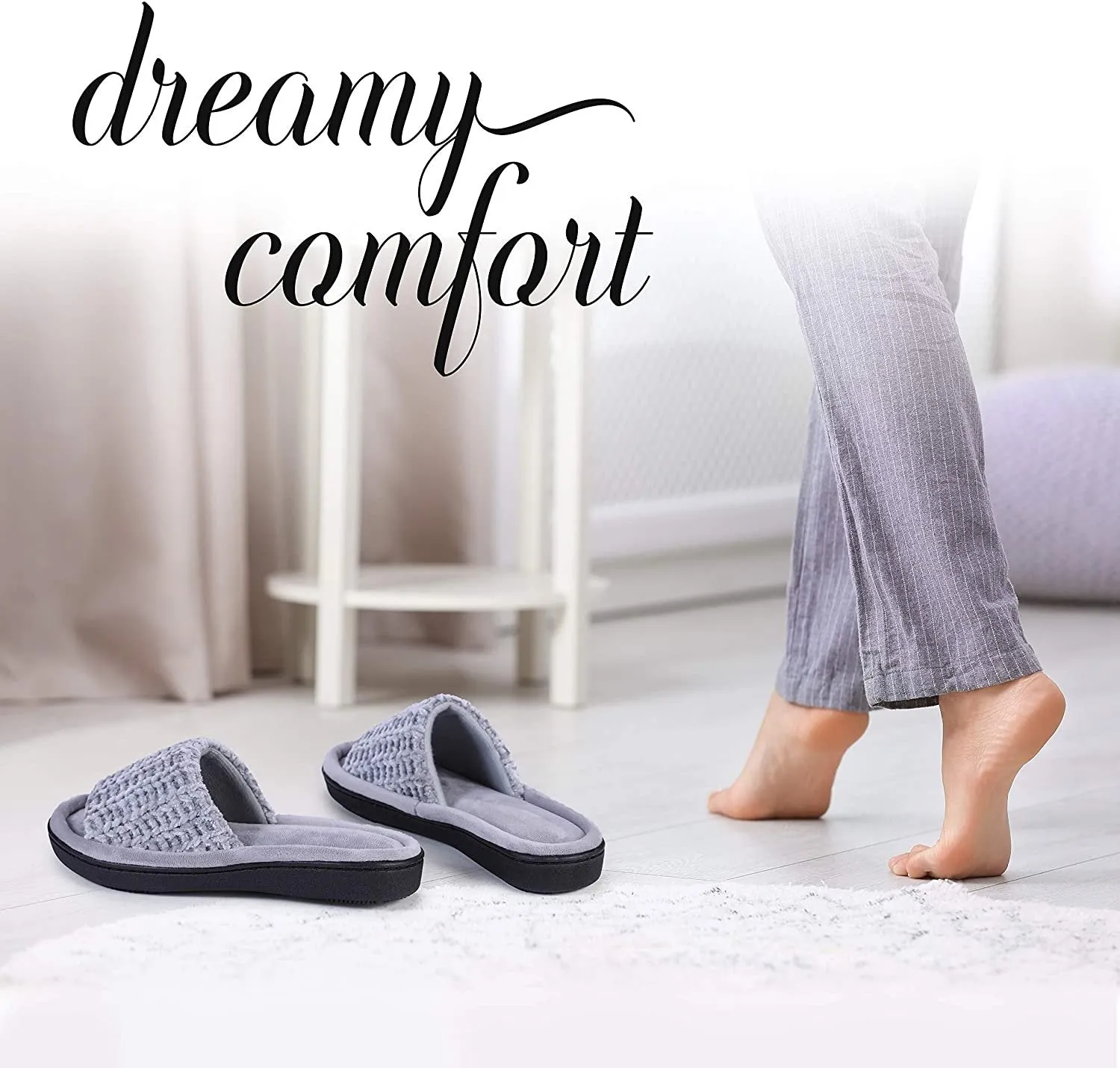 Women's Chenille Upper Open Toe Slippers