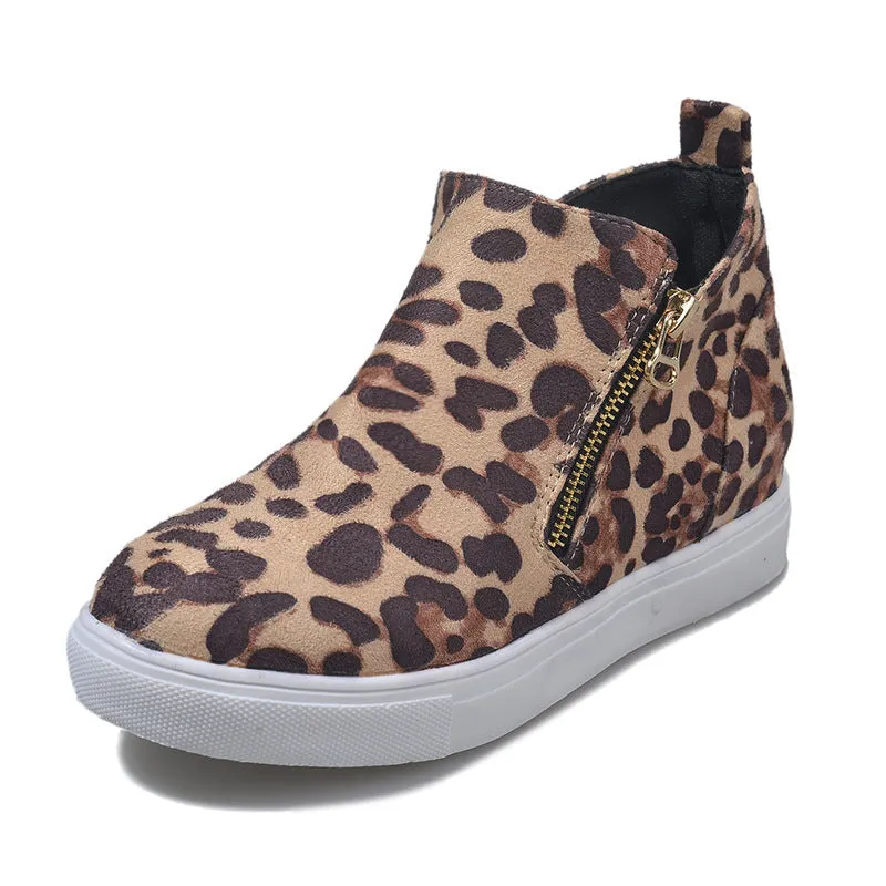 Women's Trade Large Size Leopard Print High Top Loafers Women